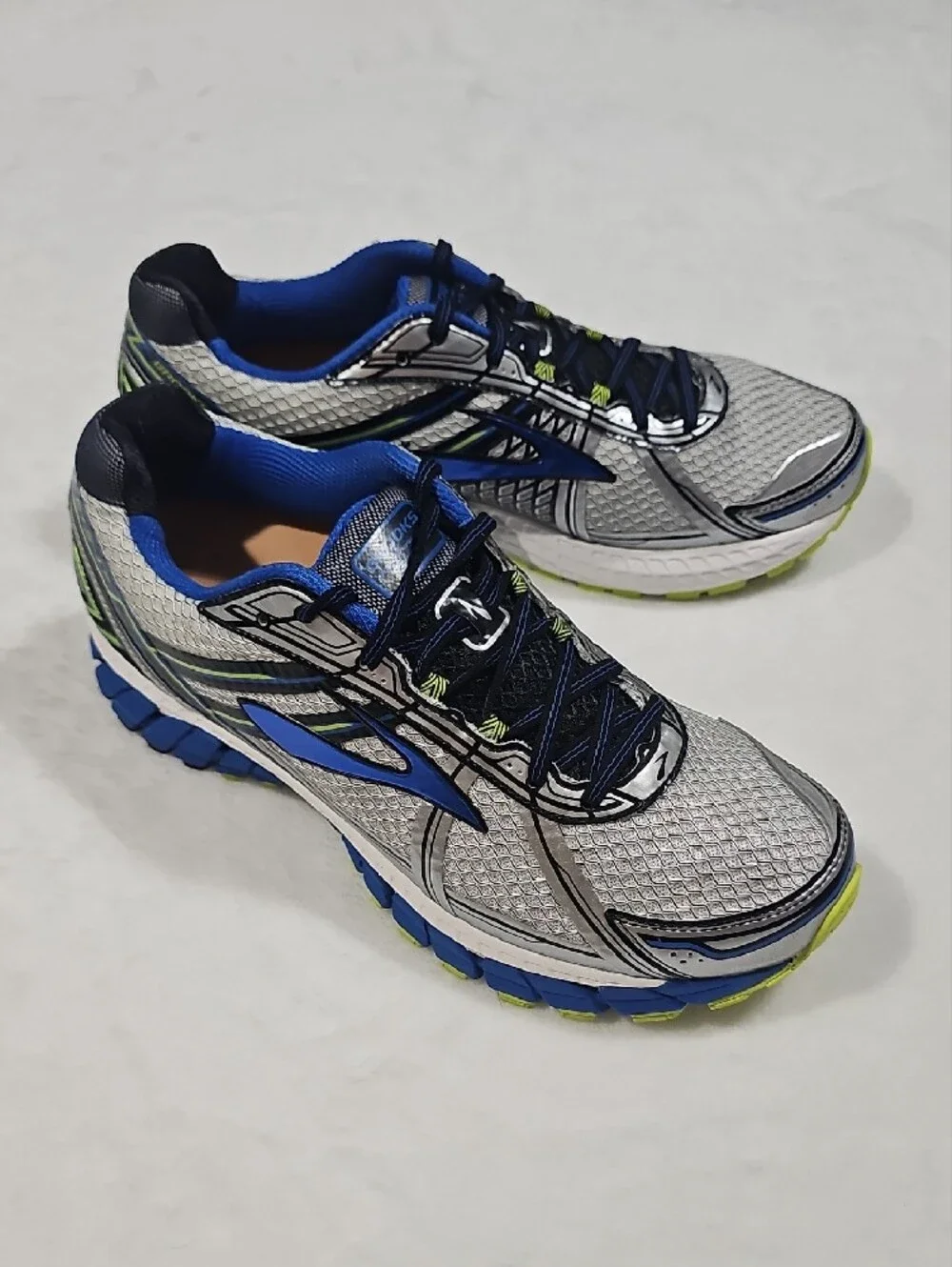 Brooks Silver, Blue & Neon Green Men's Running Shoes